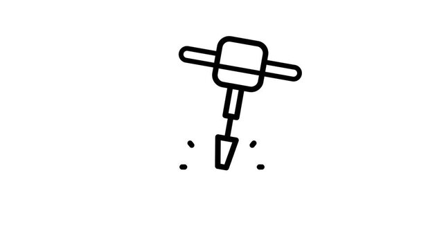 Jackhammer breaking concrete icon animation isolated on white background