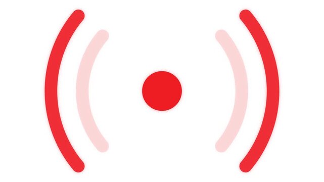 Red recording indicator icon animation on white background