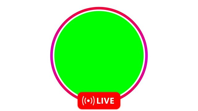 Live streaming profile frame with green screen chroma key background