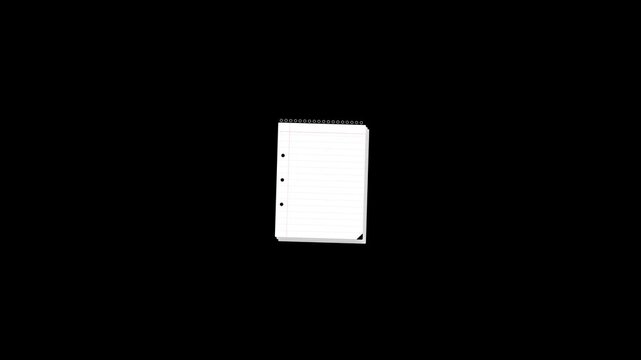 Blank notebook page with holes on black background
