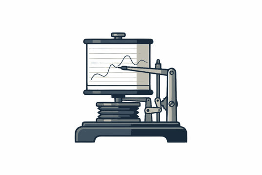 Vintage telegraph machine recording a wavy line graph on paper