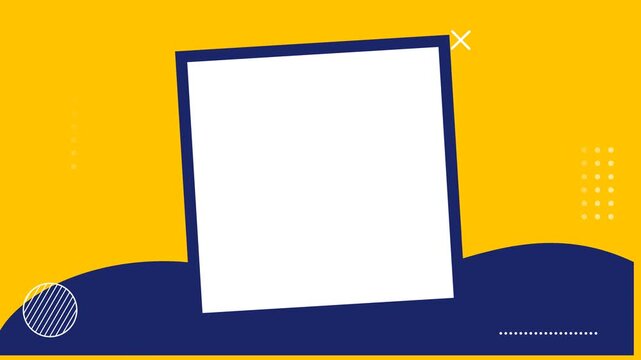 Abstract geometric frame with blue and yellow shapes for social media presentation