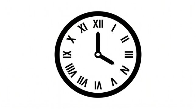 Clock face shows the time of four o'clock precisely with bold black roman numerals.