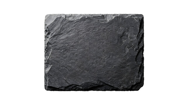Square natural slate stone tile board isolated on transparent background