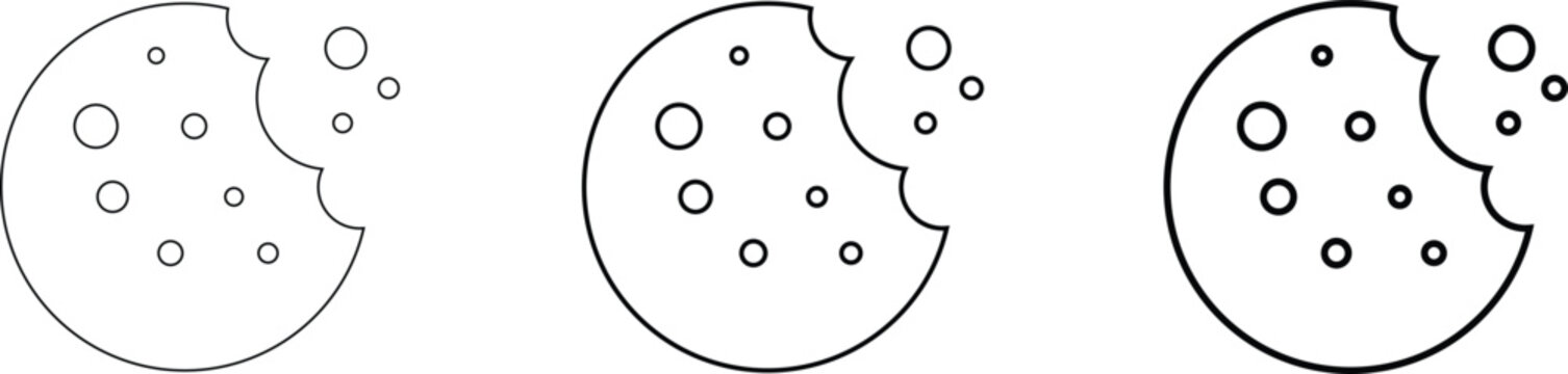 Delicious Cookie Icons Chocolate cookie doodle line illustration  Line Art Cookie Icon