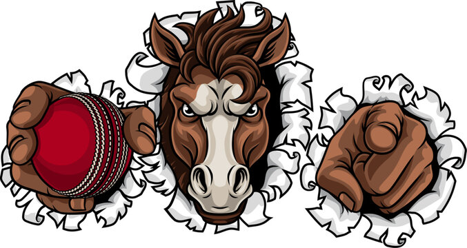 Horse Mustang Cricket Sports Team Mascot