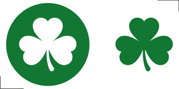 Shamrock clover icon set, three leaf clover vector in circle, Saint Patrick's day Irish luck symbol design