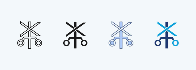 Railway Crossing multiple style icon collection © Joko
