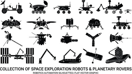 Space robots and planetary rovers flat vector collection © SULTAN MIAH