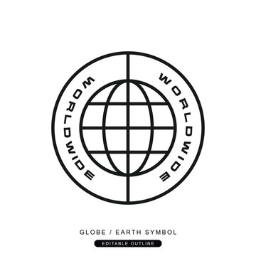 Worldwide Globe Earth Symbol Logo in Oval Shape with Modern Design
