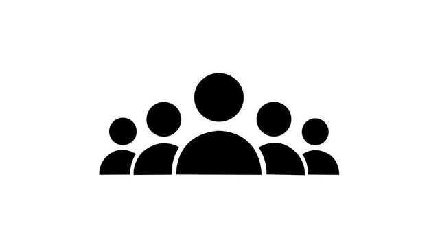 Group of five people icon isolated animation .Community icon,Business and team work icon animation .4K video animation.