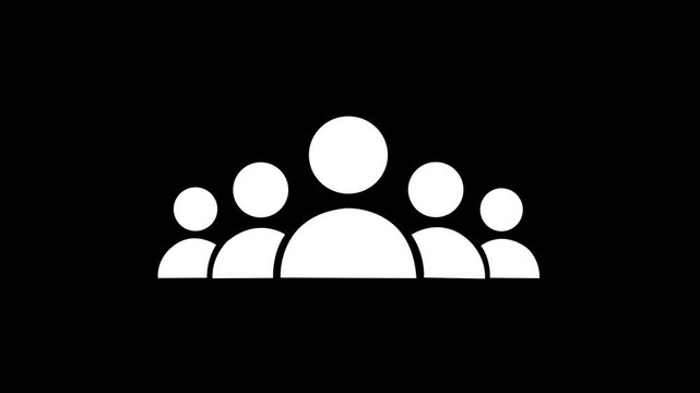 Group of five people icon isolated animation .Community icon,Business and team work icon animation .4K video animation.