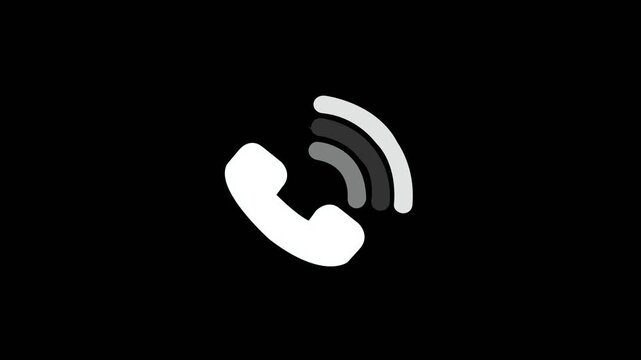 Phone calling icon isolated animation .Ringing phone calling icon .Phone Solid Icon, Retro calling symbol animation .4k video animation.