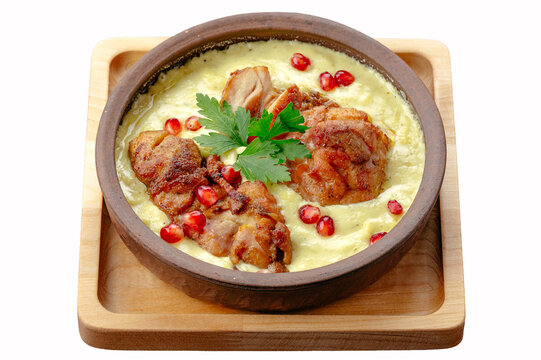 Georgian Shkmeruli chicken in creamy garlic sauce