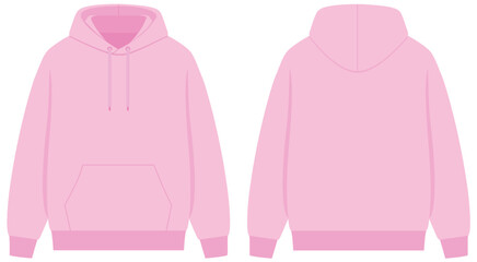 Pink Pullover Hoodie Vector Illustration Front and Back View © GraphicsRF