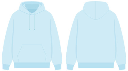Light Blue Hoodie Vector Illustration Front and Back View © GraphicsRF