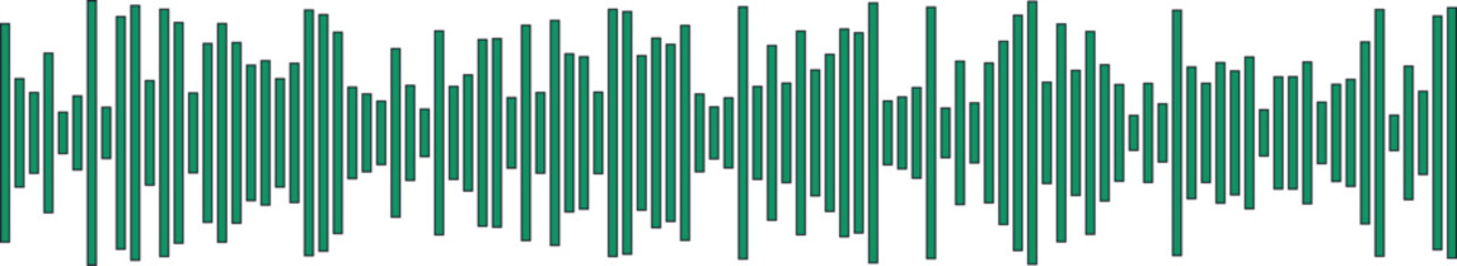 Fototapeta premium Green audio equalizer visualization on a transparent background, suitable for diverse media applications.