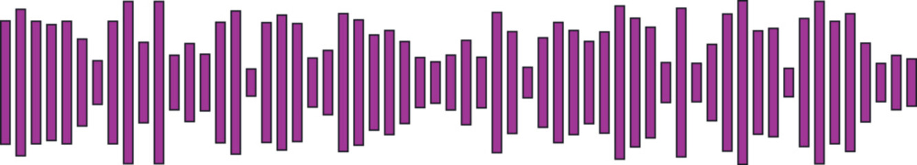 Obraz premium Abstract magenta audio wave graphic element for music production visualizer design isolated on grid background.