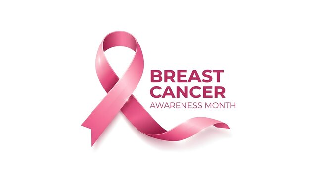 Breast cancer awareness month pink ribbon symbol for support and education