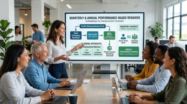 Corporate Business Team Collaborating at Interactive Presentation Board