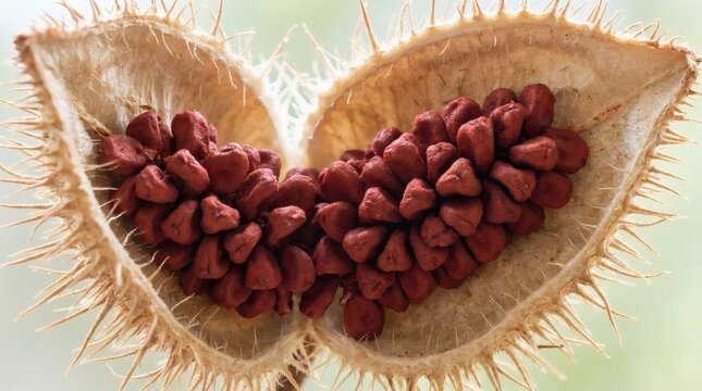 Annatto Seed Pod Interior Macro Botanical Texture.