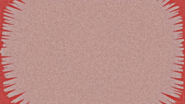 Grainy pink textured background with red spiked border
