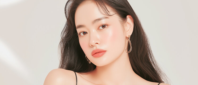 美容, 女性, スキンケア, 化粧品, ビューティー, 若い女性, 美肌, 日本人, アジア人, フェイシャル, メイク, 美容液, 保湿, クリーム, エイジングケア, 美容医療, エステ, 美容クリニック, 肌ケア, ナチュラルメイク, 透明感, ツヤ肌, モデル, 笑顔, ポートレート, クローズアップ, リラックス, 癒し, 健康的, 美白, コラーゲン, ヒアルロン酸, アンチエイジング