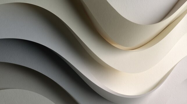 Abstract wavy paper layers with soft light and shadow