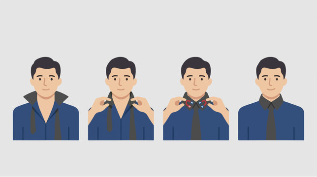 Man tying a neck tie.