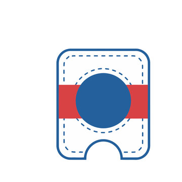 Abstract Blue Circle with Red Stripe on White Background
