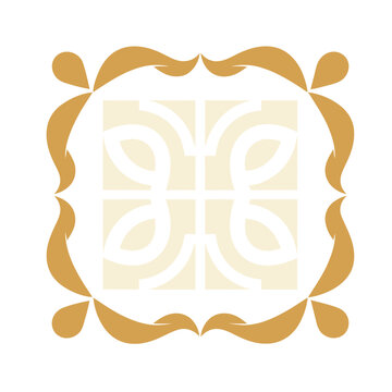 Abstract floral motif with golden swirls