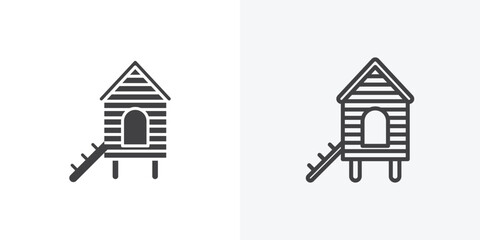 Chicken coop icon flat illustrations group © chandi