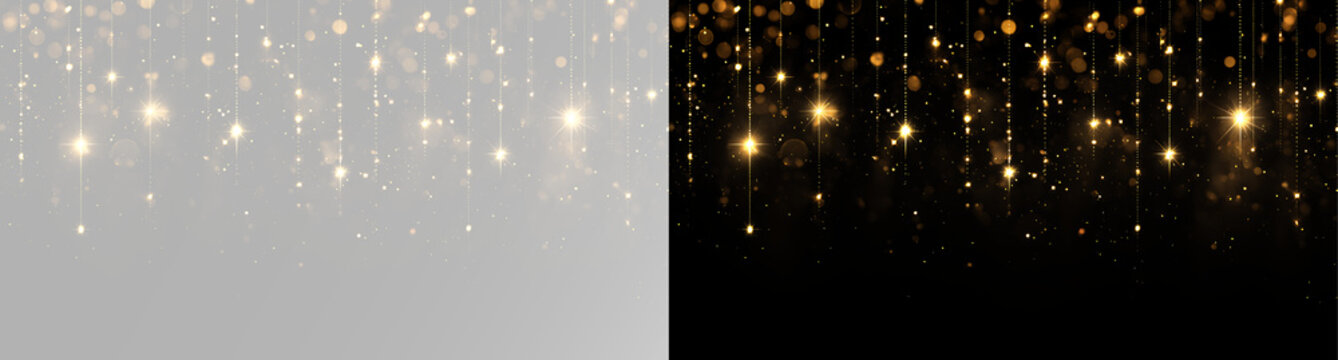 Golden Christmas glitter New Year glitter sparkling gold stars festive lights hanging gold dust luxury holiday celebration decoration