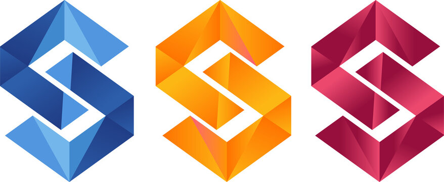 Stylized Polygonal Letter S Tech Logo Template Vector Graphic