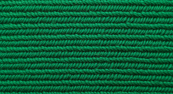 Detailed green knitted texture showing wool fabric pattern for winter apparel background