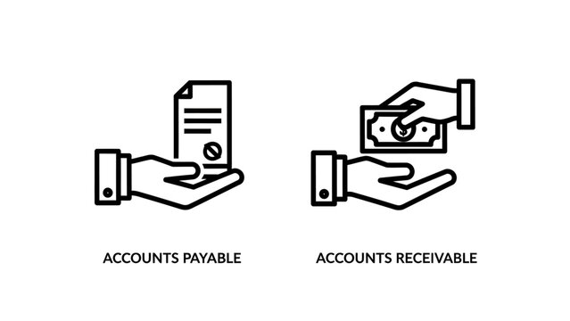 Accounts payable and accounts receivable financial icons with accounts, business