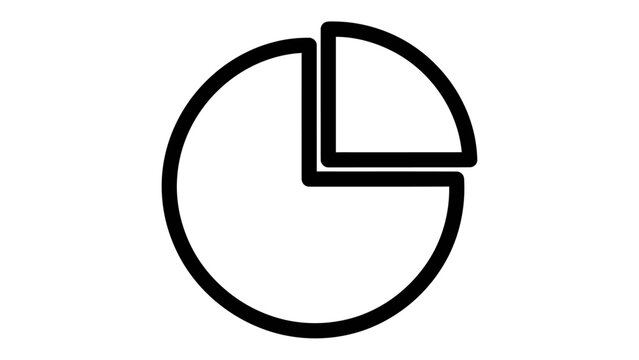 Simple minimalist pie chart statistical data visualization icon with statistics