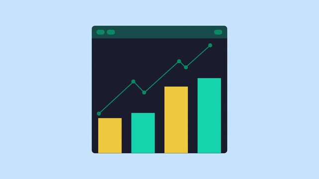 Bar Graph Increase Data Webpage Line 2d Animation with Alpha Matte