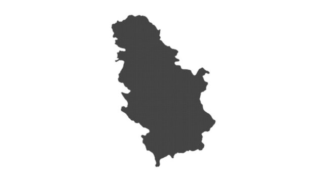 Detailed vector silhouette map of Serbia featuring a complex dark geometric pattern texture, perfect for travel, educational, or professional business design projects.