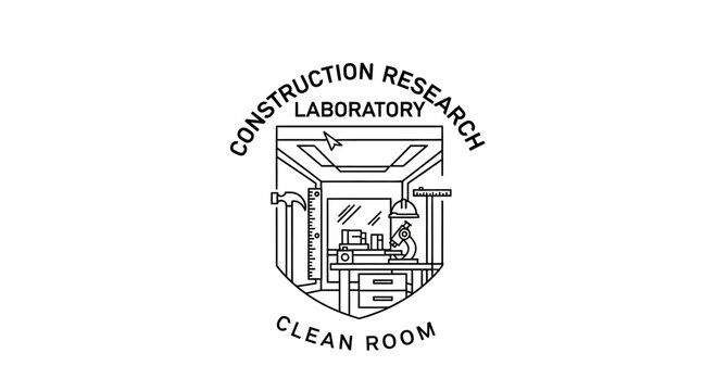 Construction Research Laboratory Clean Room Line Art Logo
