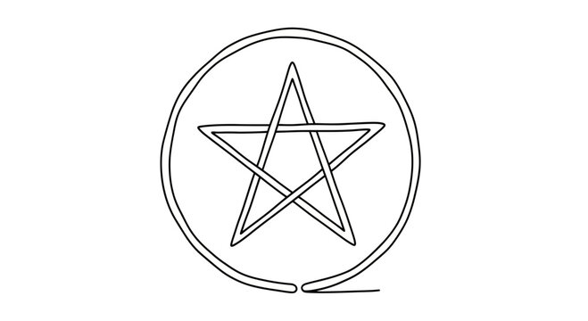 Continuous Line Drawing of a Pentagram Star Symbol
