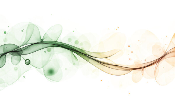 Abstract green orange waves flowing isolated on a transparent background for modern graphic design projects