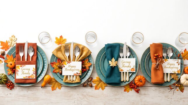 Festive thanksgiving table setting a warm 'happy thanksgiving day' dinner scene