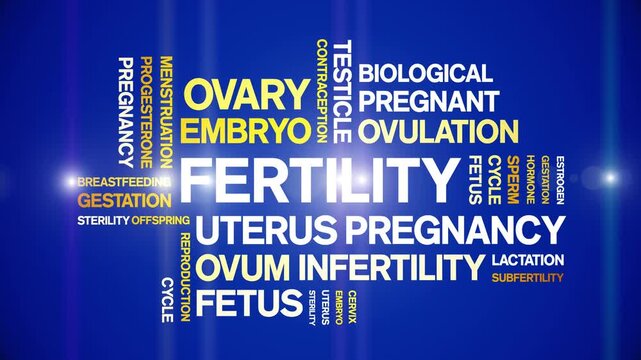Fertility animated word cloud-animation tag kinetic typography seamless loop.