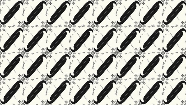 Black and white traditional Javanese batik pattern background⁠