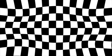 Obraz premium Black and White Checkerboard Floor Pattern With Dramatic Perspective and Optical Illusion Effect