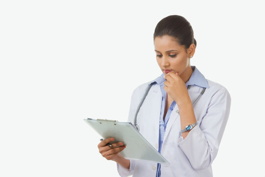 Female doctor thinking