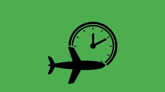 Delayed flight icon featuring airplane and clock. Visual representation of travel delay and schedule disruption.