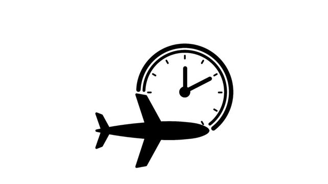 Delayed flight icon featuring airplane and clock. Visual representation of travel delay and schedule disruption.