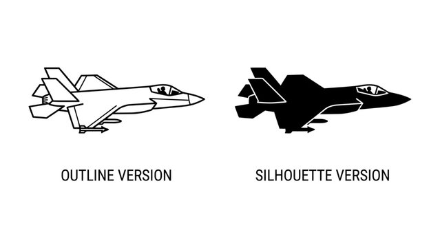 F-35 Jet Fighter: Outline and Silhouette Versions